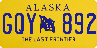 AK license plate GQY892