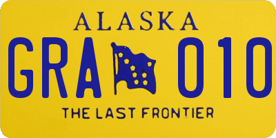 AK license plate GRA010