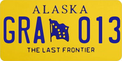 AK license plate GRA013