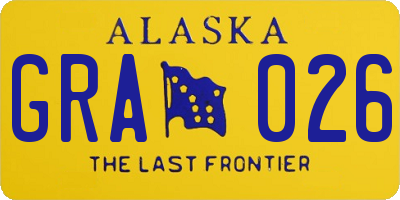 AK license plate GRA026