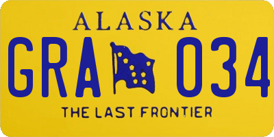 AK license plate GRA034