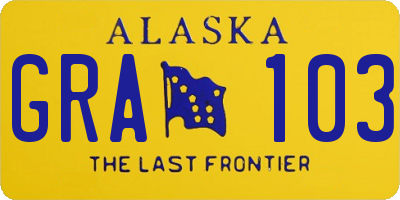AK license plate GRA103