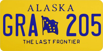 AK license plate GRA205