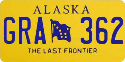 AK license plate GRA362