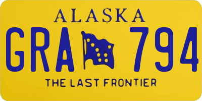 AK license plate GRA794