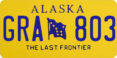 AK license plate GRA803