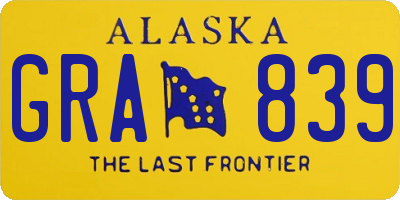 AK license plate GRA839