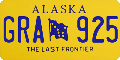 AK license plate GRA925