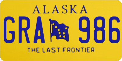 AK license plate GRA986
