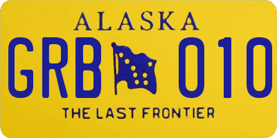 AK license plate GRB010