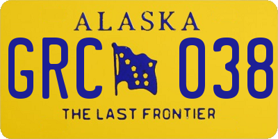 AK license plate GRC038