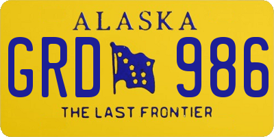 AK license plate GRD986