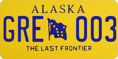 AK license plate GRE003