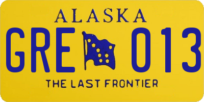 AK license plate GRE013
