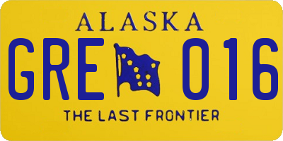 AK license plate GRE016