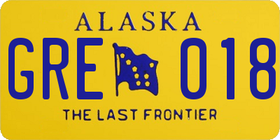 AK license plate GRE018