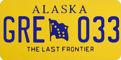 AK license plate GRE033