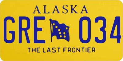 AK license plate GRE034