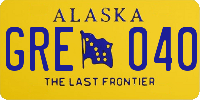 AK license plate GRE040