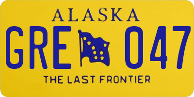 AK license plate GRE047
