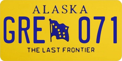 AK license plate GRE071