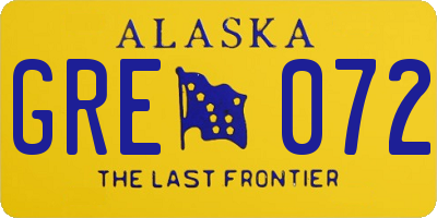AK license plate GRE072