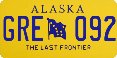 AK license plate GRE092