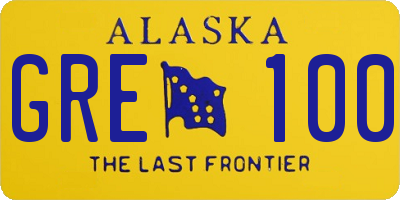 AK license plate GRE100