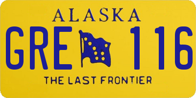 AK license plate GRE116