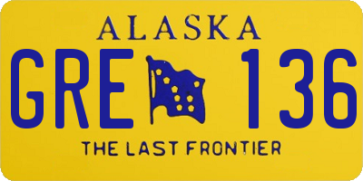 AK license plate GRE136