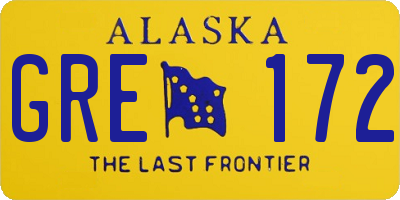 AK license plate GRE172