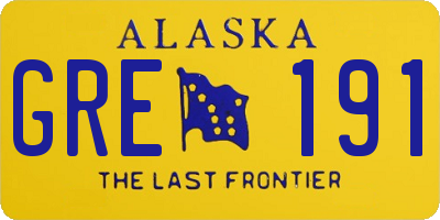 AK license plate GRE191