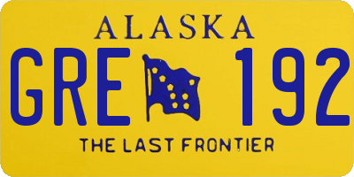 AK license plate GRE192