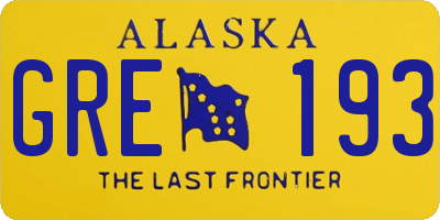 AK license plate GRE193