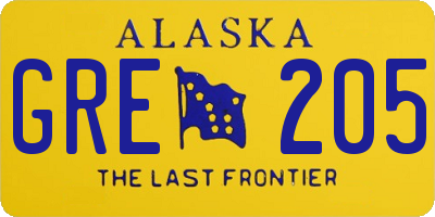 AK license plate GRE205