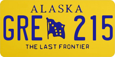 AK license plate GRE215