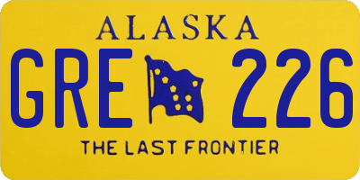 AK license plate GRE226