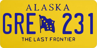 AK license plate GRE231