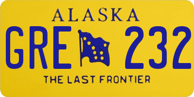AK license plate GRE232