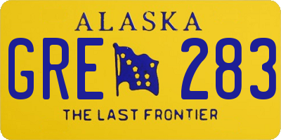 AK license plate GRE283