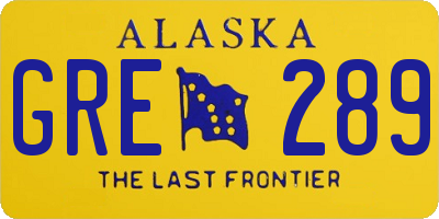 AK license plate GRE289
