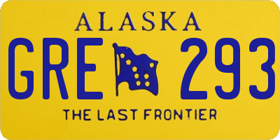 AK license plate GRE293
