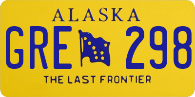 AK license plate GRE298