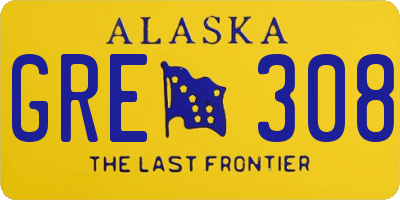 AK license plate GRE308