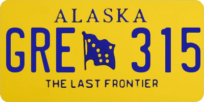 AK license plate GRE315