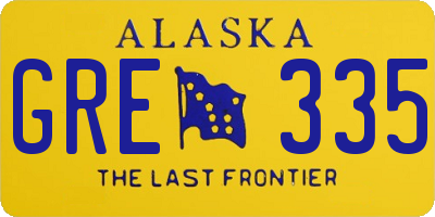 AK license plate GRE335