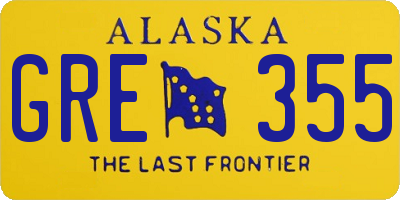 AK license plate GRE355