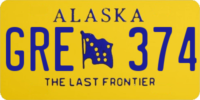 AK license plate GRE374