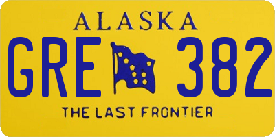 AK license plate GRE382