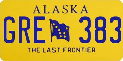 AK license plate GRE383